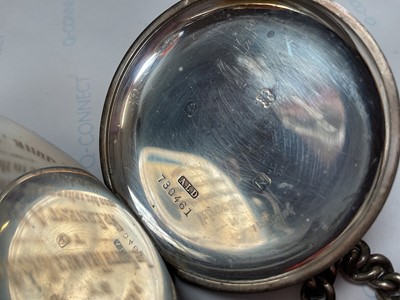 Lot 13 - Silver half hunter Vertex pocket watch (Birmingham 1949), on a white metal watch chain