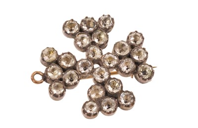 Lot 567 - Georgian paste-set Maltese cross brooch with 'black dot' paste stones in collet setting with gold back, 29 x 33mm.