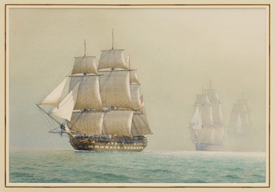 Lot 1089 - *Derek George Montague Gardner (1914-2007) watercolour - The ‘Renown’ in the Mediterranean, signed and dated 1994, glazed frame
