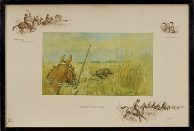 Lot 1208 - *Snaffles, Charles Johnson Payne (1884-1967) signed coloured print - The Finest View in Asia, with Snaffle blindstamp, 46cm x 69cm, in glazed frame