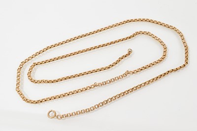 Lot 586 - Victorian gold guard chain with fancy links, 96cm.