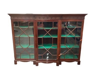 Lot 1454 - 1920s mahogany glazed breakfront bookcase