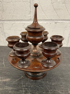 Lot 5103 - 19th century treen egg cup stand