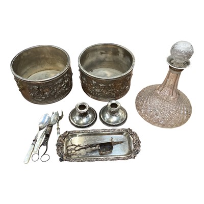 Lot 5111 - Pair of silver plated jardinière stands and other silver plate