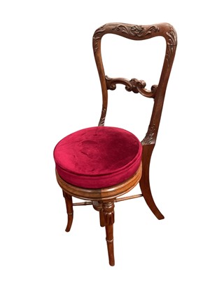 Lot 1458 - William IV mahogany harpists chair, with revolving seat