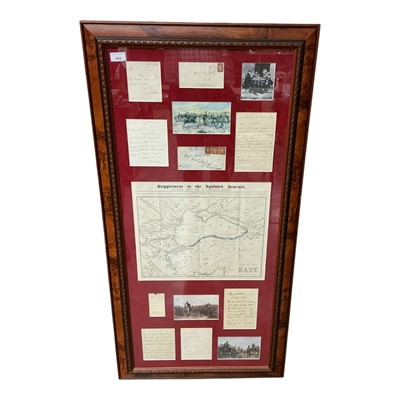 Lot 882 - Collection of ephemera relating to the Crimean war, in glazed frame