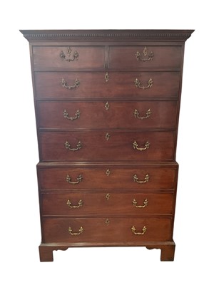 Lot 1459 - Good George III figured mahogany chest on chest