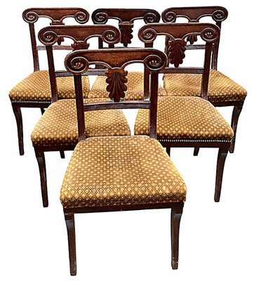 Lot 1443 - Set of six early 19th century Irish mahogany dining chairs