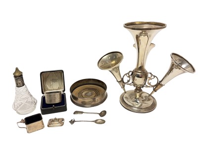 Lot 468 - George V silver épergne (Birmingham 1911), together with a contemporary silver wine coaster, scent bottle and other silver items.