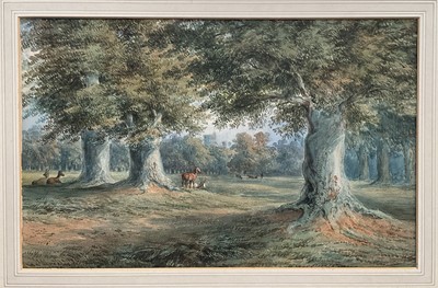 Lot 1251 - Collection of 19th and early 20th century watercolours to include: Chambers Hall (1786-1855), view of The Lees, Folkestone, monochrome watercolour in the manner of Sandby Munn, Stanfield Shepher...