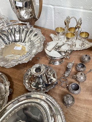 Lot 5063 - Quantity of silver plate to include glass decanters on silver plated bases, tureen, coffee pot etc