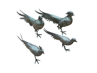 Lot 5064 - Four unusual silver plated pheasants