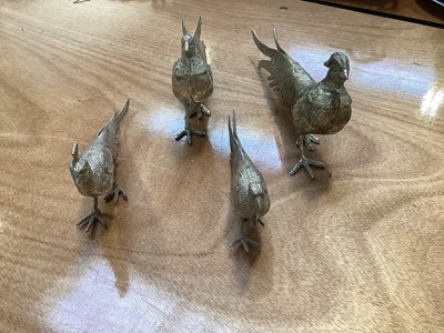 Lot 5064 - Four unusual silver plated pheasants