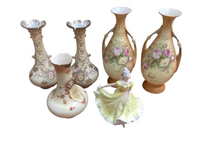 Lot 5073 - Royal Doulton figure together with five Victorian vases