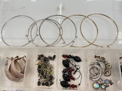 Lot 45 - Large collection of silver, white metal and other earrings including gem set, hoops etc