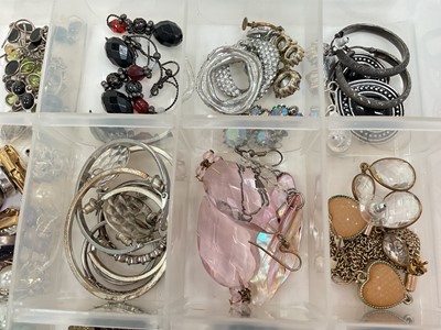 Lot 45 - Large collection of silver, white metal and other earrings including gem set, hoops etc