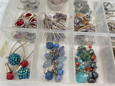 Lot 45 - Large collection of silver, white metal and other earrings including gem set, hoops etc
