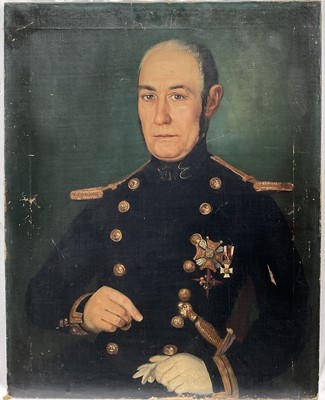 Lot 1296 - Eastern European School, mid 19th century, oil on canvas - Portrait of an Army Officer, 70cm x 55cm, unframed