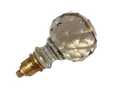 Lot 327 - Victorian facet cut glass newel post handle with gilt metal mount, approx 8cm diameter