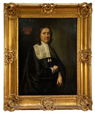 Lot 1151 - Dutch School, mid 17th century, oil on canvas - Portrait of a Nobleman, named as Anthonie de Jonge, Heer Von Bruinisse, dated 16?8, gilt frame