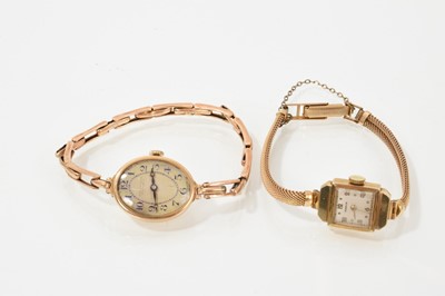 Lot 742 - Two ladies' vintage gold wristwatches
