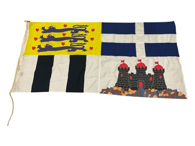 Lot 58 - H.R.H. Prince Philip Duke of Edinburgh, scarce printed and embroidered Royal Standard flag dated 1973, makers stamps and size 6' x 3'