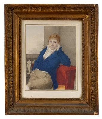 Lot 1152 - Denis Fribourg (c.1780-1833) watercolour portrait of a seated Gentleman, signed, 26cm x 20cm, in gilt frame