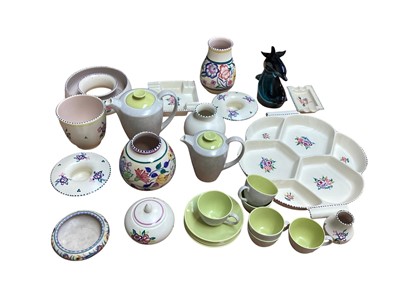 Lot 5076 - Group of Poole pottery to include six person teaset, vases, teapots etc together with other ceramics including Cornish ware jug