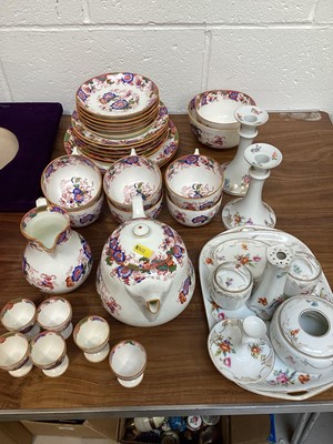 Lot 5077 - Coalport six person tea service decorated in a floral design together with some other ceramics to include candlesticks etc