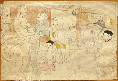 Lot 318 - After Marcel Vertes (1895-1961) coloured lithograph - Monsieur Charmes Bar, 38cm x 55cm, mounted