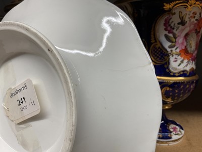 Lot 5059 - 19th century Staffordshire dessert service, painted with flowers on a cobalt blue and gilt ground, consisting of four plates, four comports, and a tureen and cover