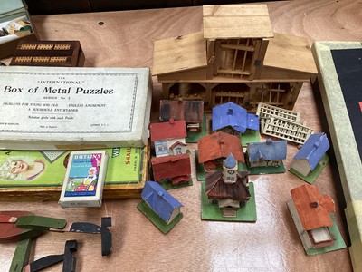 Lot 5080 - Group of vintage toys to include wooden toy animals, Monopoly etc