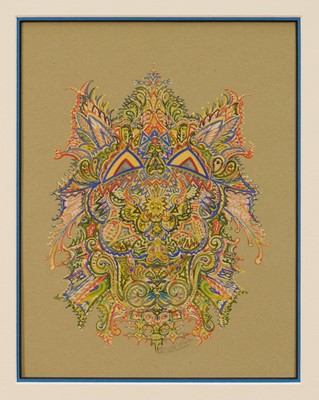 Lot 1201 - Louis Wain (1860-1939) watercolour - 'Carpet Cat', signed, 22cm x 17cm, mounted