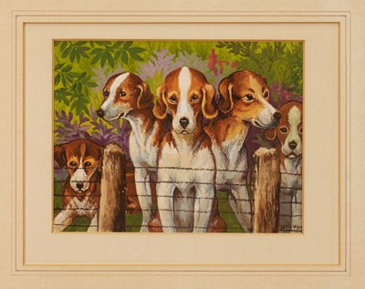 Lot 1202 - Louis Wain (1860-1939) gouache - 'Waiting their Turn', signed, inscribed verso, 17.5cm x 22.cm, mounted