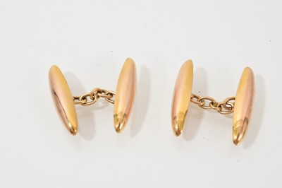 Lot 698 - Pair of antique 9ct rose gold cufflinks with torpedo shape panels