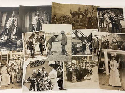 Lot 192 - T.M. King George V and Queen Mary, collection of early 20th century press photographs including their Coronation, the King meeting the Maharajah of Nepal, The Deli Durbar etc (12)