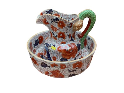 Lot 5101 - Mason's style Imari pattern wash jug and bowl