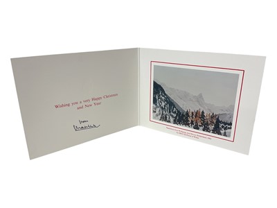 Lot 183 - H.R.H.Prince Charles Prince of Wales,(now H.M.King Charles III), signed 1992 Christmas card with image of his watercolour of Tinzehorn, near Davos, signed 'from Charles'