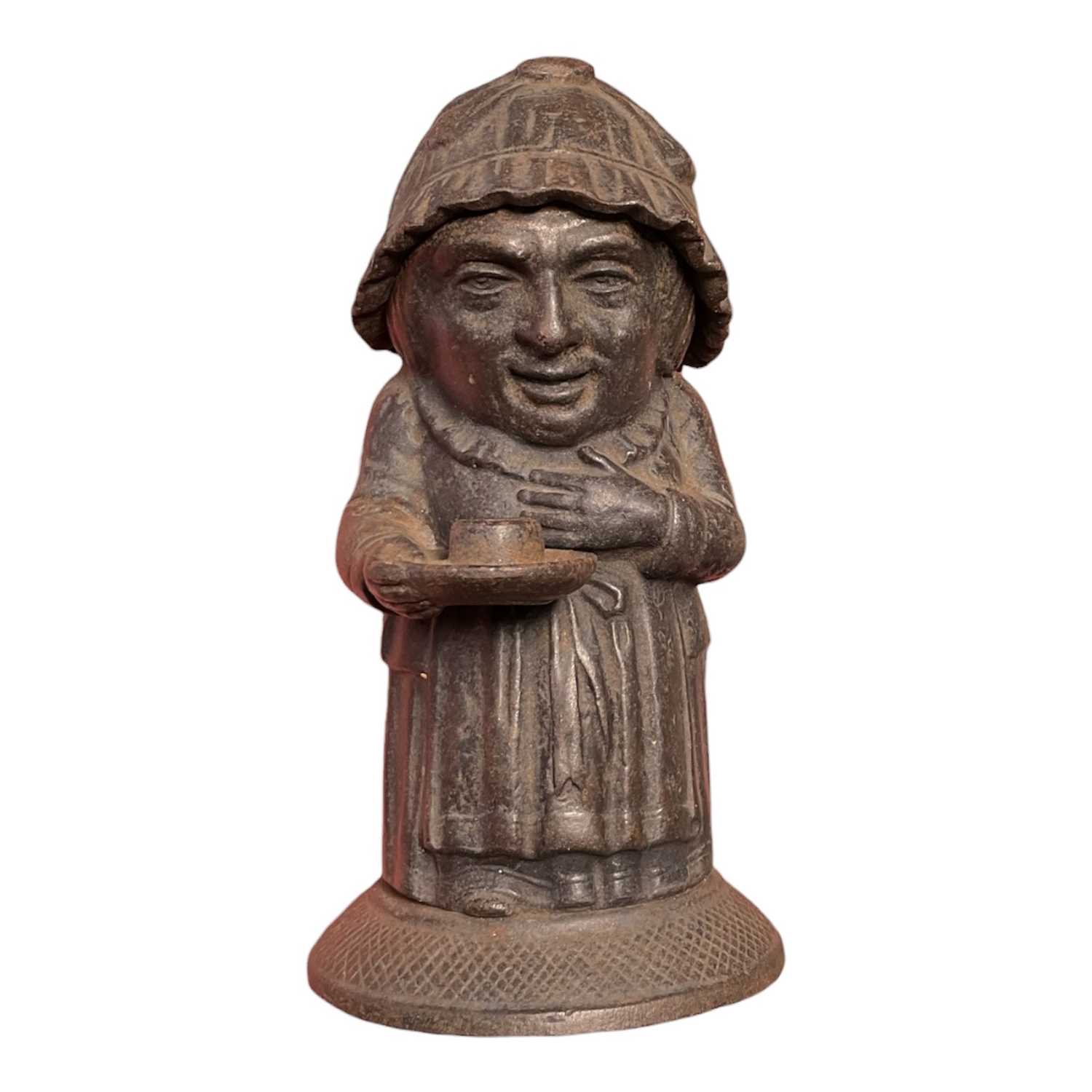 Lot 5092 - 19th century cast iron figural match holder, marked to base, possibly for Zimmerman (Germany), 10cm high
