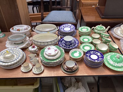 Lot 5096 - Group of antique and later English ceramics, Wedgwood creamware part service with foliate border, pair of Wedgwood coffee cans and saucers, etc