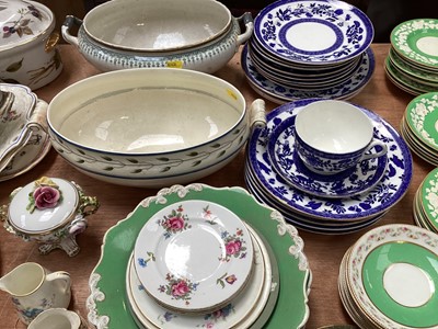 Lot 5096 - Group of antique and later English ceramics, Wedgwood creamware part service with foliate border, pair of Wedgwood coffee cans and saucers, etc