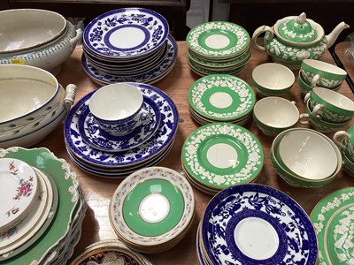 Lot 5096 - Group of antique and later English ceramics, Wedgwood creamware part service with foliate border, pair of Wedgwood coffee cans and saucers, etc