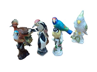 Lot 5098 - Group of ceramic figures of birds, including a Meissen parrot (7)