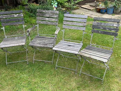 Lot 1512 - Set of four Victorian-style folding slat back chairs