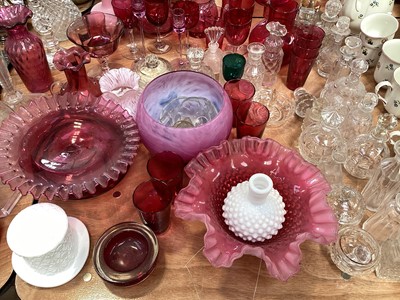 Lot 5111 - Group of Victorian and later cranberry glass, and other glassware