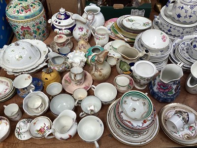 Lot 5183 - Large group of mixed china, including tea wares, beehive honey pot, Dresden jug, etc