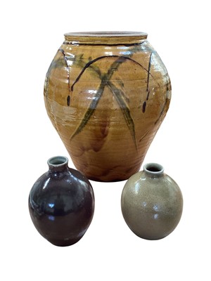 Lot 5112 - Joan Gardy Artigas (Spanish, b.1938) two studio pottery vases, together with exhibition catalogue, and a large unsigned studio pottery vase (3)