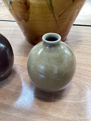 Lot 5112 - Joan Gardy Artigas (Spanish, b.1938) two studio pottery vases, together with exhibition catalogue, and a large unsigned studio pottery vase (3)