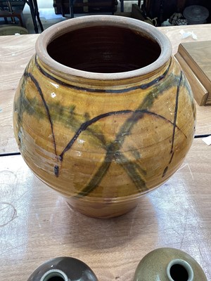 Lot 5112 - Joan Gardy Artigas (Spanish, b.1938) two studio pottery vases, together with exhibition catalogue, and a large unsigned studio pottery vase (3)