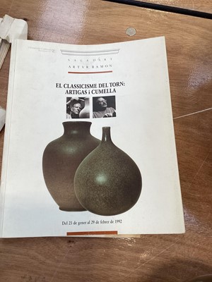 Lot 5112 - Joan Gardy Artigas (Spanish, b.1938) two studio pottery vases, together with exhibition catalogue, and a large unsigned studio pottery vase (3)
